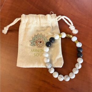 White and Black Beaded Bracelet